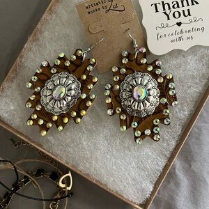 Brown and Silver Earrings